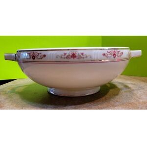 H&C Bohemia Coronado Garnet Serving Bowl Pink Gold Porcelain Czechoslovakia